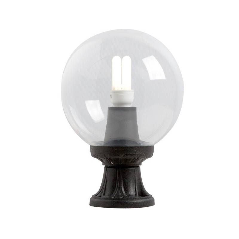 PILLAR BLACK 250MM CLEAR SPHERE 1 X E27 | Outdoor Lighting Solutions