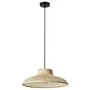Klight Bamboo Pendant Light Natural 570mm Wide Flat Saucer Open Weave Shade