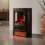 Eurolux Electric Fireplace Heater Freestanding Cast Iron 1800w Led Flame Effect Wifi App Control Black
