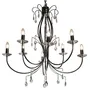Ada Black Silver Wire Chandelier 8 Light Crystal Teardrop Candelabra 900mm With 350cm Chain