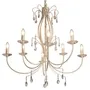 Ada French White Wire Chandelier 8 Light Crystal Teardrop Candelabra 900mm With 350cm Chain