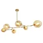Ceiling Fitting 6 Light Amber Glass Balls Satin Gold