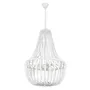 Brightstar White Beaded Chandelier 3 Light Empire Wood Bead 480mm Pendant